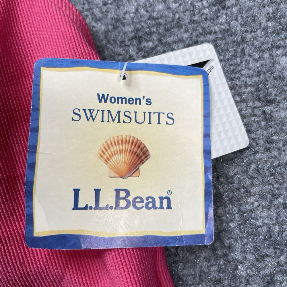 LL Bean Tankini Swimwear Top Womens 12 Halter Style Built In Bra Pink NEW W Tags - Picture 2 of 10